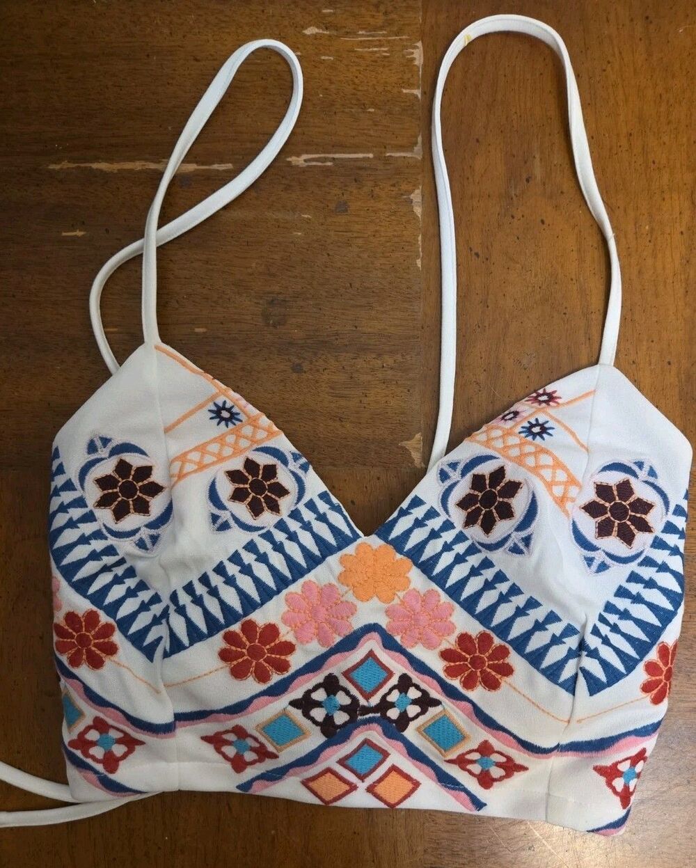 Lulus Rhythm is Gonna Get You’ Embroidered White Crop Top Size Medium